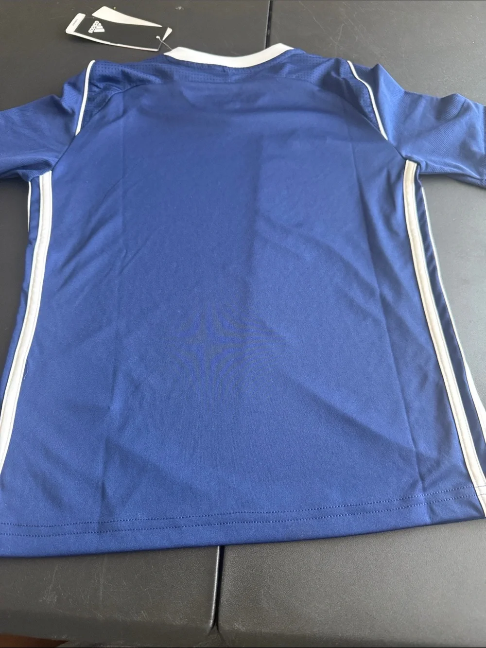 adidas Blue Kids' Short Sleeve Climacool Soccer Jersey with White Trim